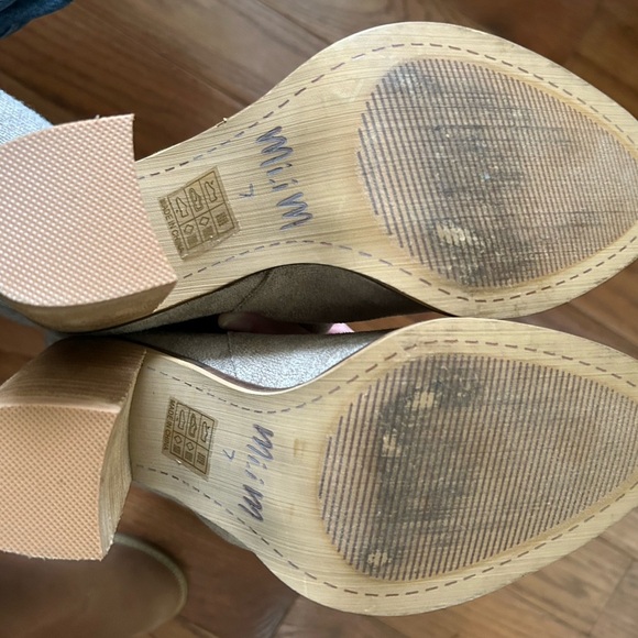 Mi.iM Brown/Beige Faux Suede 4” Tall Heeled Knee High Boots Size 7 Women - Picture 11 of 12